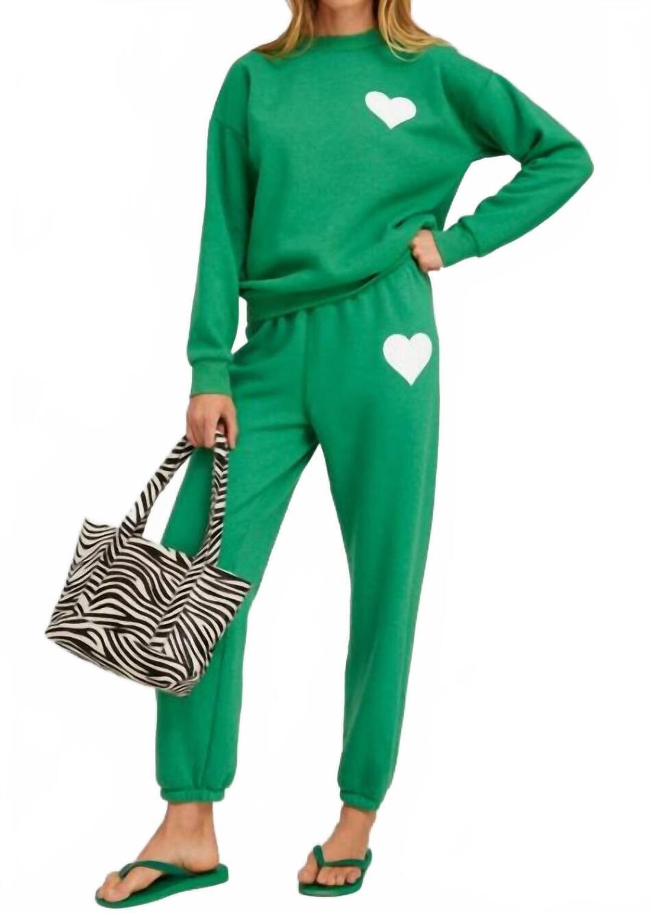 NEW SPRWMN heart sweatpant in kelly green